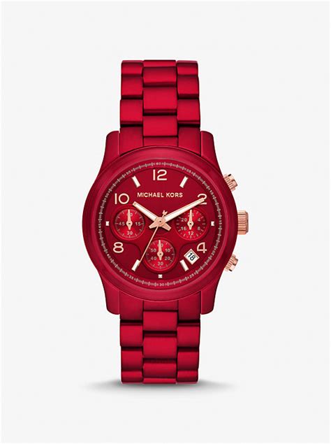 mens red michael kors watch|mk7436.